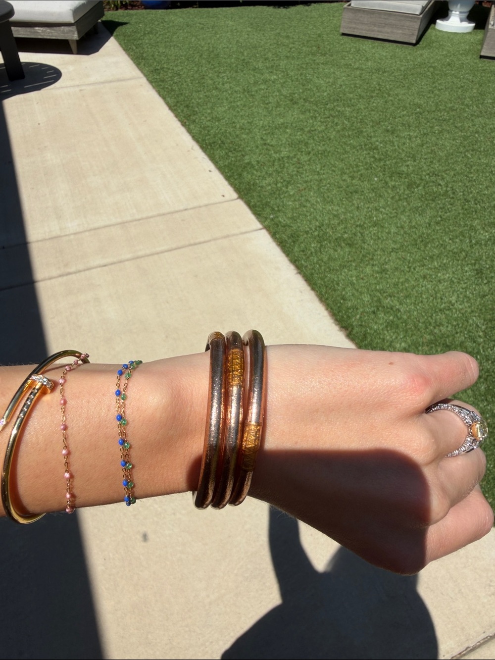 Women’s Stacked Brown and Gold Bangle Bracelet Set